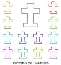 Cross Tombstone icon in multi color. Simple glyph vector of halloween set for UI and UX, website or mobile application