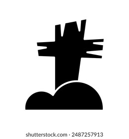 cross tombstone icon, silhouette vector isolated on white background. simple and modern design