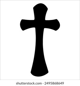 Cross, tombstone, monument, bury, rest in peace. Graphics clipart, doodle, black outline. Happy Halloween holiday.