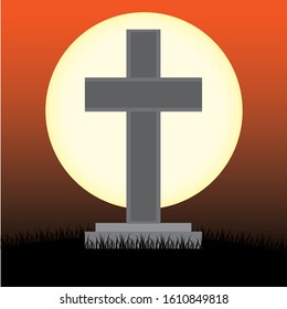 Cross for tombstones. HAlloween season - Vector illustration design