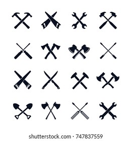 Cross Tools Icon Design Element Set