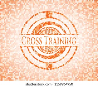 Cross Training abstract emblem, orange mosaic background