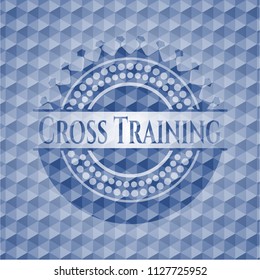 Cross Training blue badge with geometric background.