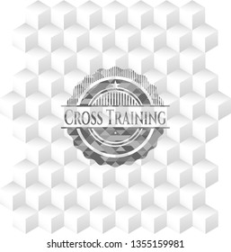 Cross Training grey badge with geometric cube white background