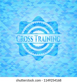 Cross Training light blue emblem. Mosaic background