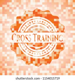 Cross Training orange mosaic emblem with background