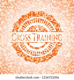Cross Training orange mosaic emblem with background