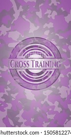 Cross Training pink and purple on camouflage pattern. Vector Illustration. Detailed.