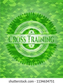 Cross Training realistic green emblem. Mosaic background