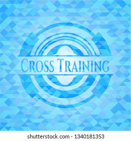 Cross Training sky blue emblem with triangle mosaic background