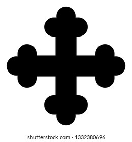 Cross trefoil shamrock Cross monogram Religious cross icon black color vector illustration flat style simple image
