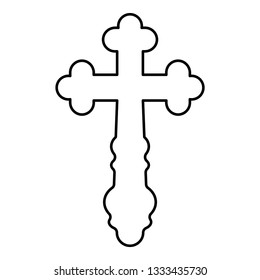 Cross trefoil shamrock Cross monogram Religious cross icon black color outline vector illustration flat style simple image