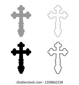 Cross trefoil shamrock Cross monogram Religious cross icon set black color vector illustration flat style simple image