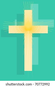 Cross trio in gold and light turquoise