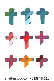 The cross in a variety of formats. The white background, vector