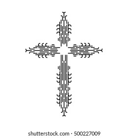 cross vector black. Old tattoo. 