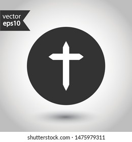 Cross vector icon. Christian cross icon. Religious cross sign. EPS 10 flat sign. Round icon design