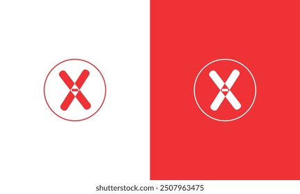 Icono de Vector cruzado con variación de color rojo y blanco