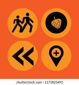 cross vector icons set. with strawberry, hospital location, left arrow and pedestrian people in set