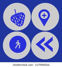 cross vector icons set. with strawberry, hospital location, pedestrian and left arrow in set