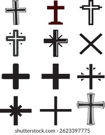 Kreuz-Vektorgrafik, schönes schwarzes Design-Symbol,