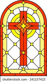 Cross, vector illustration in stained glass style