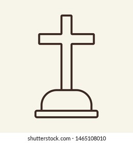 Cross vector line icon. Graves, Halloween, attribute. Holiday concept. Vector illustration can be used for topics like holiday, Halloween, death