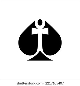 Cross vector logo design with ace symbol.