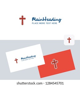 Cross  vector logotype with business card template. Elegant corporate identity. - Vector