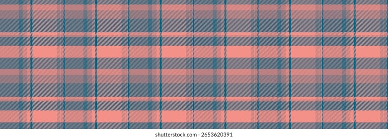 Vector cruzado a cuadros, textura de fondo de patrón de clan. Tejido tartán de producción sin costuras en paleta de colores rojo y cian.