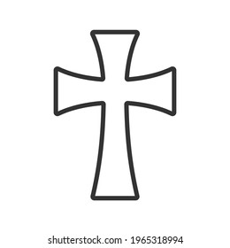 Cross vector shape symbol. Christianity sign. Christian religion icon. Catholic and protestant faith logo or image. Teutonic crusader label. Gothic crusade crucifix.