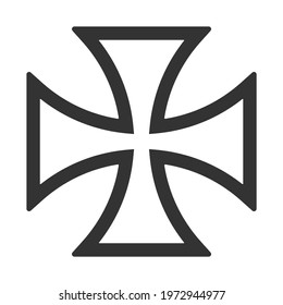 Cross vector shape symbol. Christianity sign. Christian religion icon. Catholic and protestant faith logo or image. Teutonic crusader label. Gothic crusade crucifix.