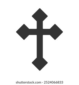 Símbolo de forma de vetor cruzado. Símbolo de cristianismo. Ícone da religião cristã. Logótipo ou imagem da fé católica e protestante. Crucifixo gótico. Silhueta preta isolada sobre fundo branco.