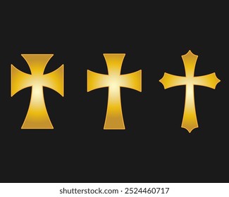 Símbolo de forma de Vector cruzado. Signo del cristianismo. Icono de la religión cristiana. Logotipo o Imagen de la fe católica y protestante. Etiqueta cruzada teutónica. Crucifijo de cruzada gótica.