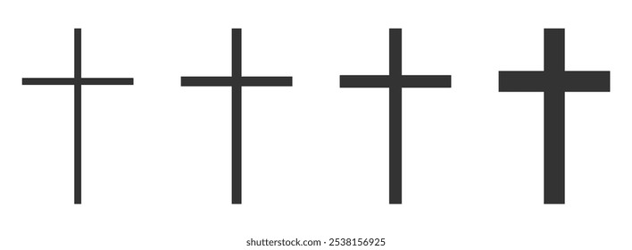 Símbolo de forma de Vector cruzado. Signo del cristianismo. Icono de la religión cristiana. Logotipo o Imagen de la fe católica y protestante. Etiqueta cruzada teutónica. Crucifijo de cruzada gótica.