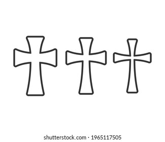 Cross vector shape symbol collection. Christianity sign set. Christian religion icon. Catholic and protestant faith logo or image. Teutonic crusader label. Gothic crusade crucifix.
