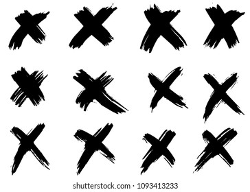 Cross  vector sign. Dry brush strokes, hand drawn symbol