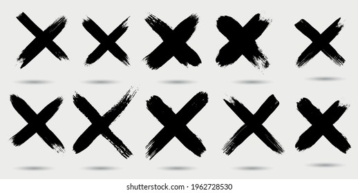 Überkreuzen Sie das Vektorzeichen. Trockene Pinselstriche, handgezeichnetes Symbol