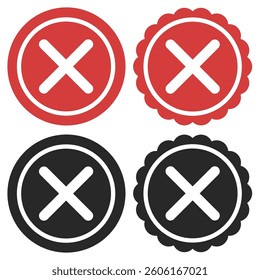 Cross vector signs isolated on white background.