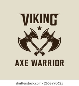 cruz viking ax logo vetor vintage ilustração modelo ícone design gráfico . nórdico guerreiro arma sinal e símbolo para fantasia história ou empresa com estilo retro conceito