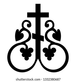 Cross vine Cross monogram Symbol secret communion sign Religious cross anchors icon black color vector illustration flat style simple image