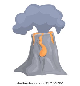 Cross volcano icon cartoon vector. Volcanic eruption. Natural vulcano