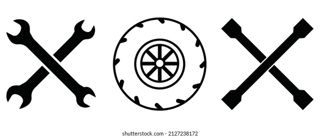 Cross Wheel Spanner,Car Wheel Screws Wrench. Garage tools vector illustration.