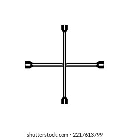 Cross Wheel Wrench Silhouette for Art Illustration, Logo, Icon, Symbol, Pictogram, Apps, Website or Graphic Design Element. Vector Illustration 