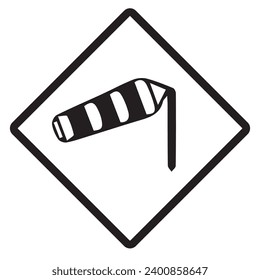 Icono de viento cruzado en blanco y negro