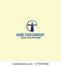 cross wing church logo design vector