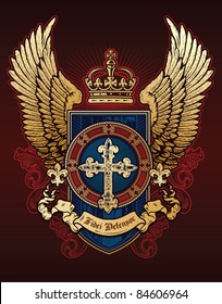 Cross Wing Shield Red Blue and Gold