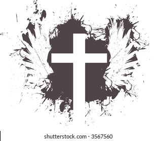 Cross With Wings Grunge Background