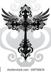 Cross and Wings (Stylized cross and angel wings)