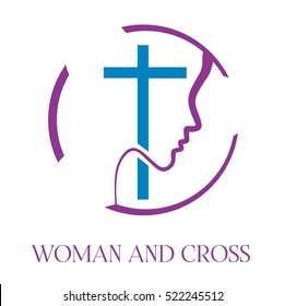 Cross and Woman Logo, Church and Woman Ministries Illustration